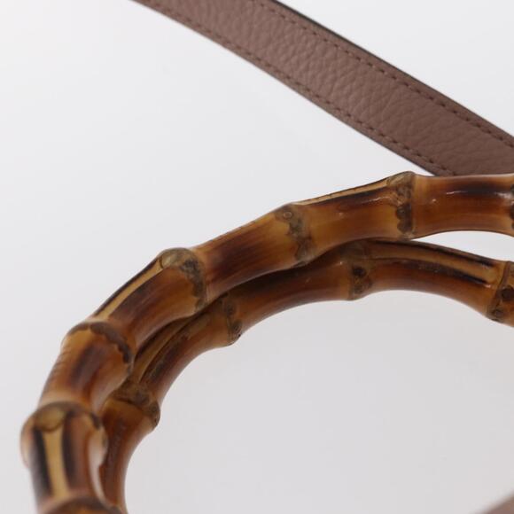 GUCCI Bamboo Hand Bag Leather 2way Pink Gold 353124 Auth ka1138 - Picture 8 of 16